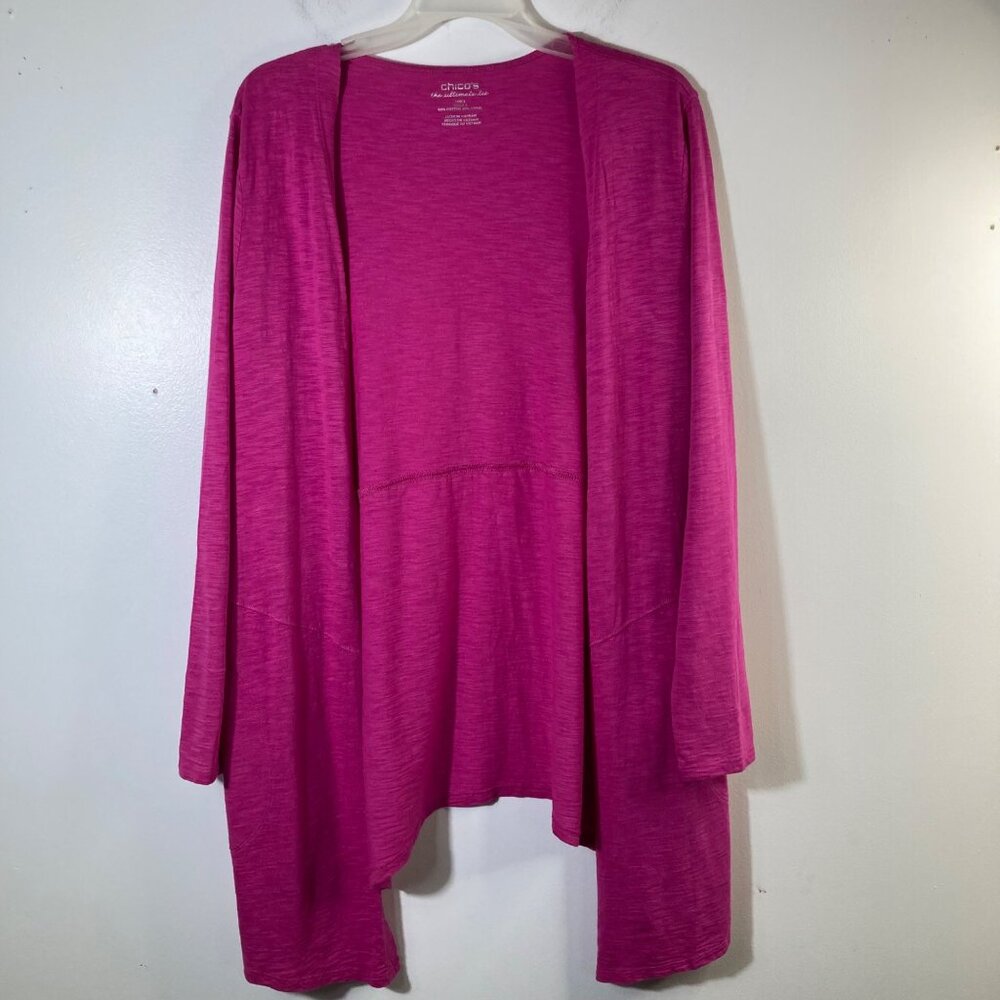 Womens Chicos The Ultimate Tee Open Front Cardigan Long Sleeve‎ Pink L